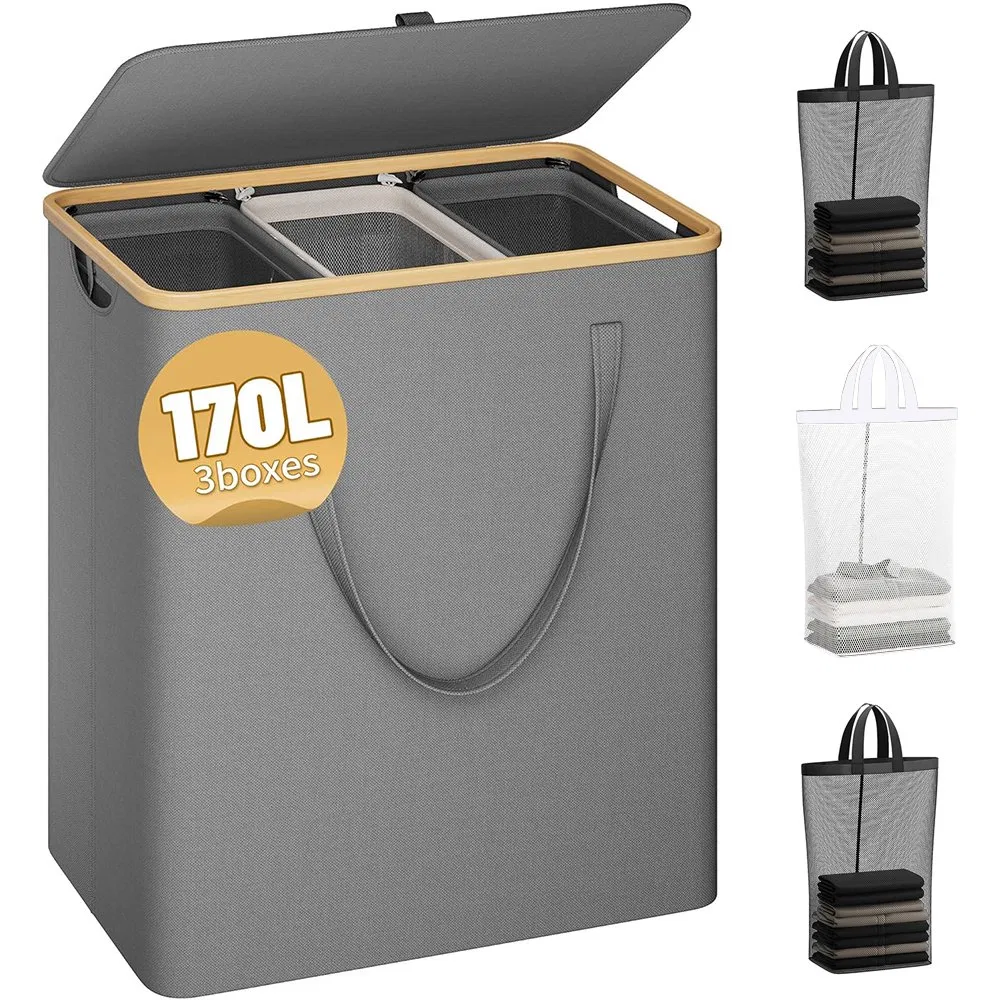 Durable Laundry Basket with Lid for Home Storage with Large Capacity