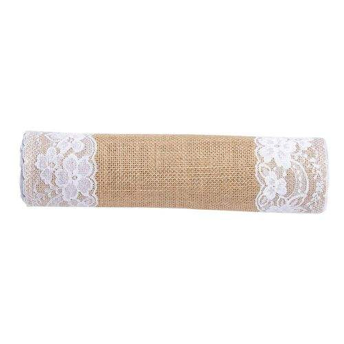 Natural Hessian Jute Lace Burlap Table Runner for Wedding Party Rustic Decor