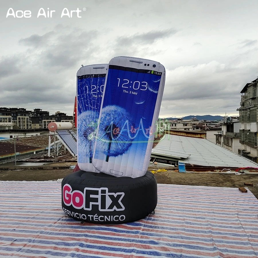 2.5mh Inflatable Cell Phone Model with Base Inflatable Mobile Phone Balloon for Phone Repair Advertising