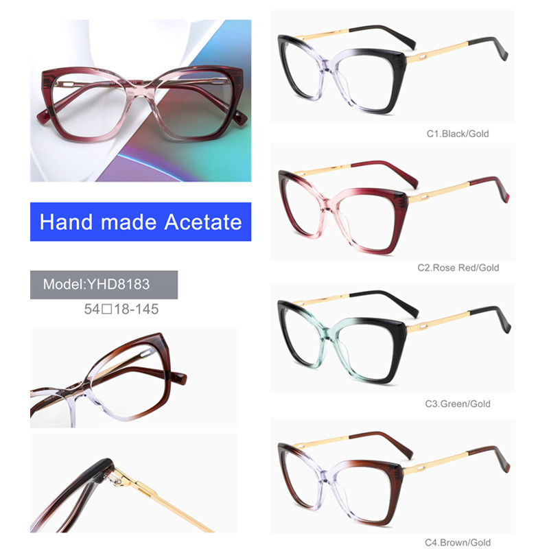 2025 Ready in Stock Fashion Gradient Color Women Glasses Frame Sexy Cat Eye Eyeglasses for Ladies