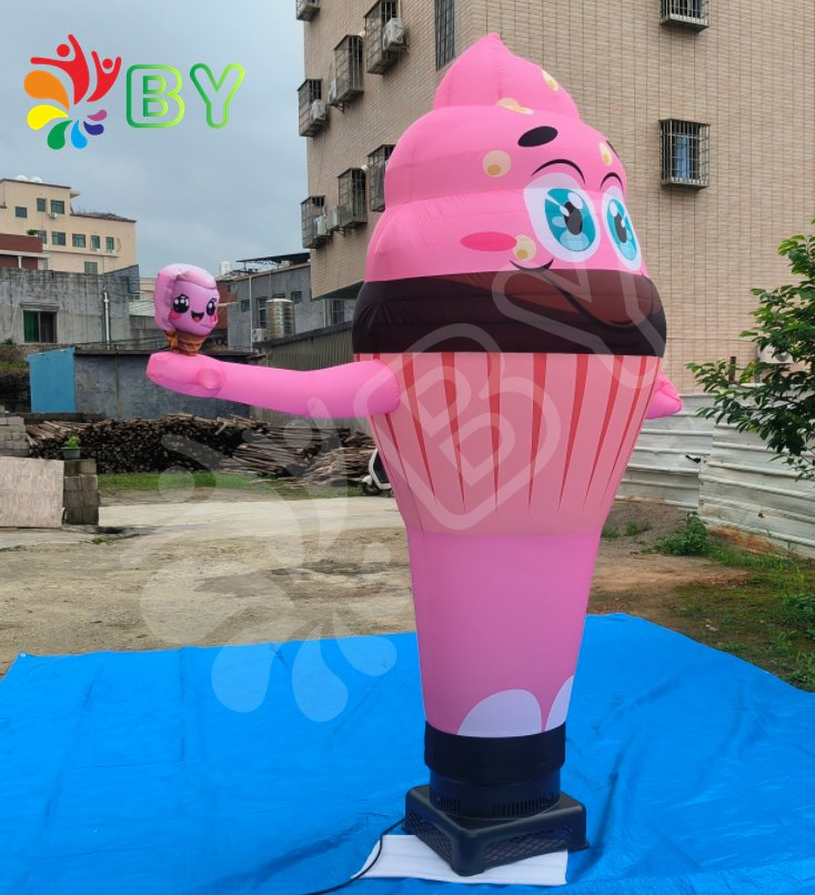 Promotion Attractive Food Inflatable Ice Cream Dancer/ Inflatable Ice Cream Cone with Printable Logo for Advertising