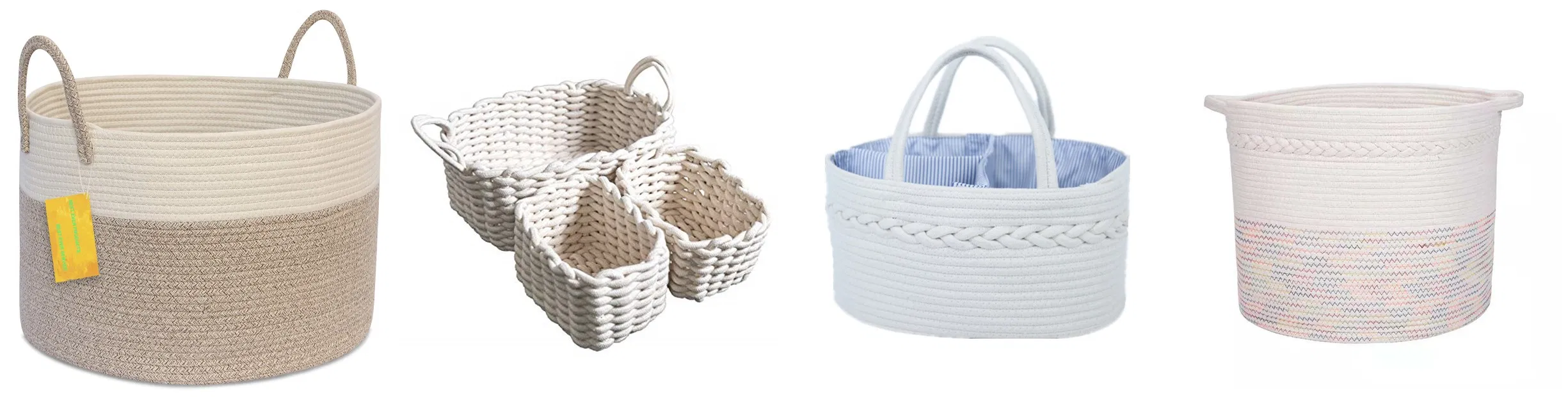 Waterproof Round Cotton Linen Collapsible Storage Basket
