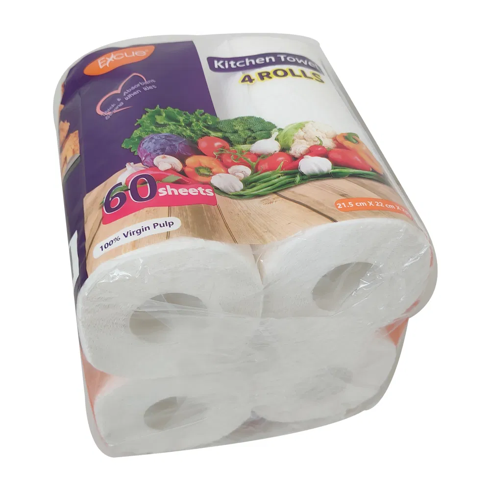 Customized Kitchen Paper Towel 4 Rolls Packing Super Absorbent