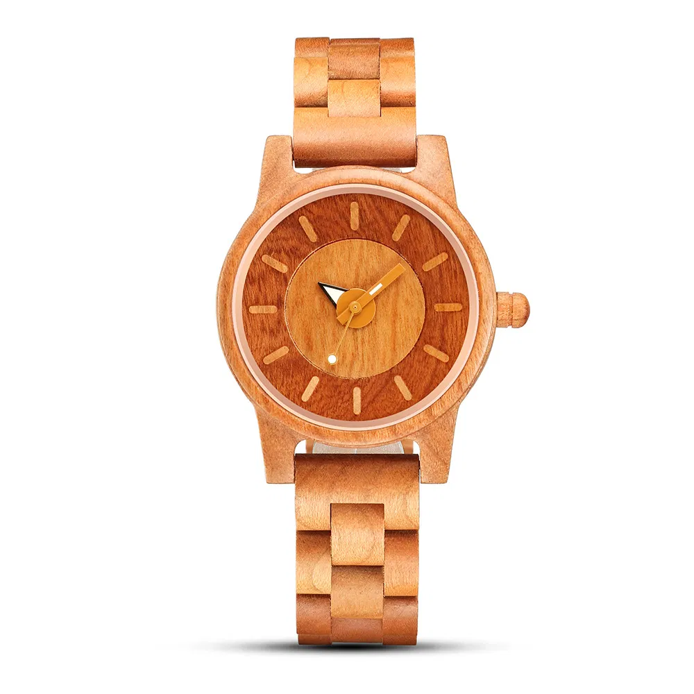 Factory Direct Fashion Vintage Red Cherry Wood Couple Quartz Wooden Watch