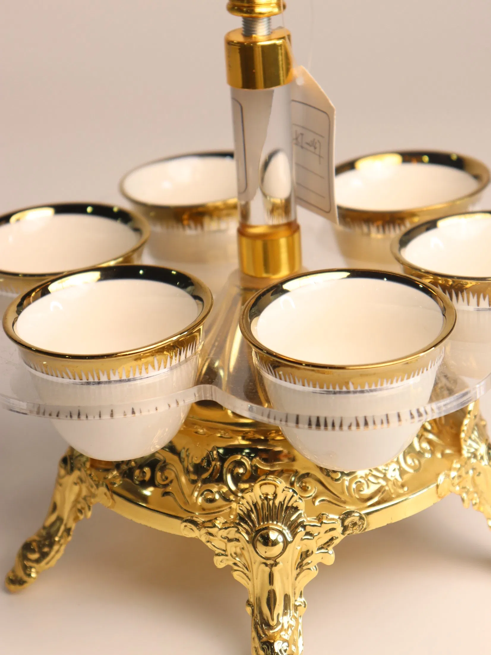 Household Gold-Plated Iron Frame, 6 Ceramic Tea Cup Decoration Sets