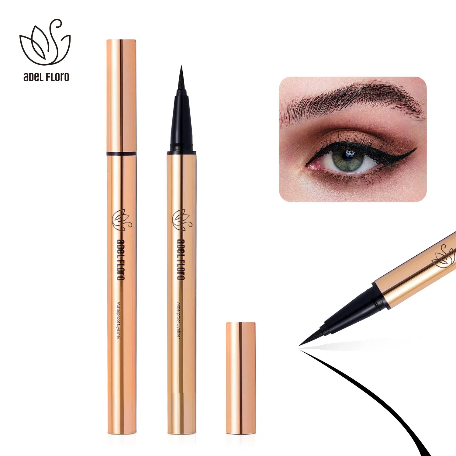 Permanent Hypoallergenic Natural Vegan Brown Black Waterproof Smudge Proof Liquid Eyeliner Cosmetic