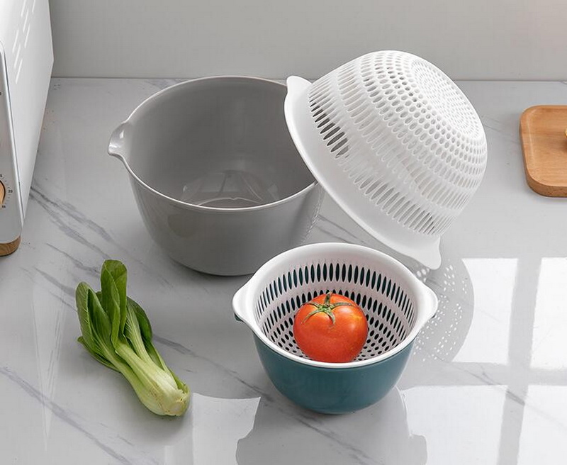 Kitchen Tools Double Layer Multi-Function Sink Strainer Fruit Vegetable Washing Bowl