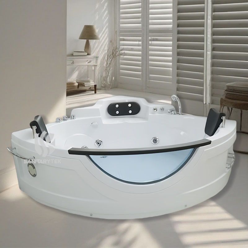 Whirlpool Massage Corner Bathtub Newest Design Computer Controlled White