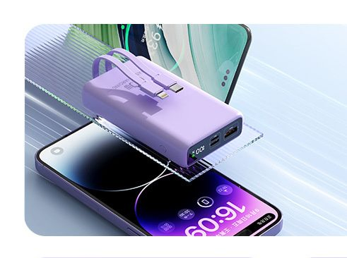 Портативный Power Bank 20000mAh с кабелем, быстрая зарядка