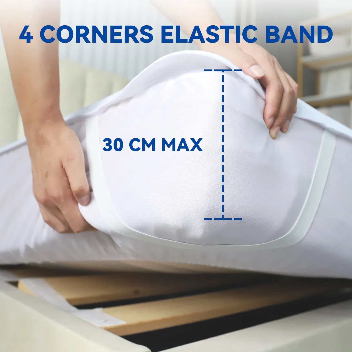 Mattress Protector, China Manufacturer Waterproof, with Elastic Corner Straps Topper, Breathable