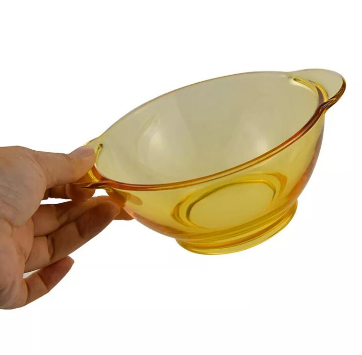 5.5inch High Borosilicate Heat Resistant Glass Oven Bowl with Handle Golden Jade Color