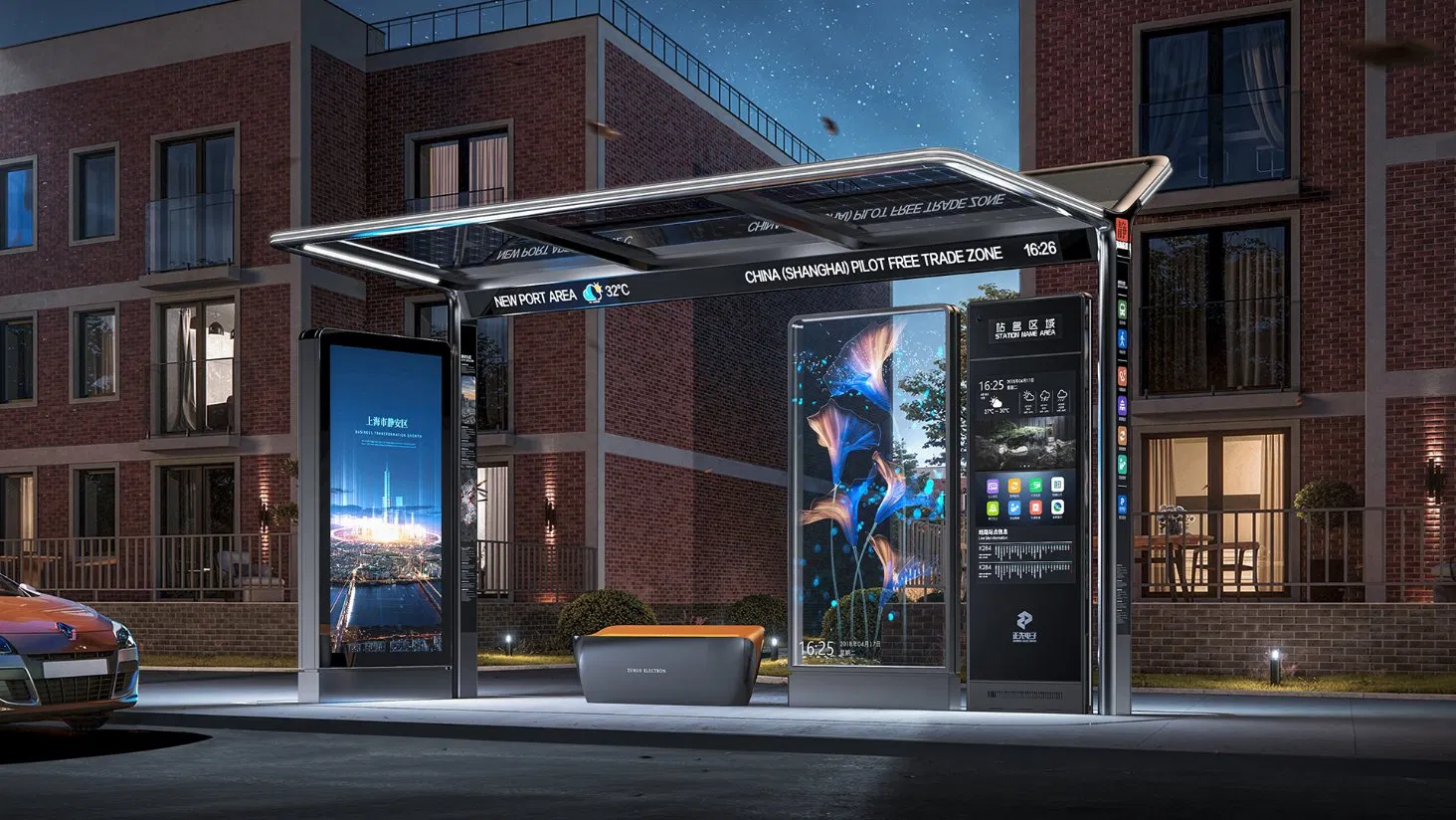 Outdoor Modern Smart Bus Kiosk with Advertising
