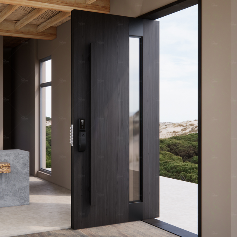 Foshan Yohome Wooden Single Main Door Designs External Villa Wood Doors with Home Interior Door