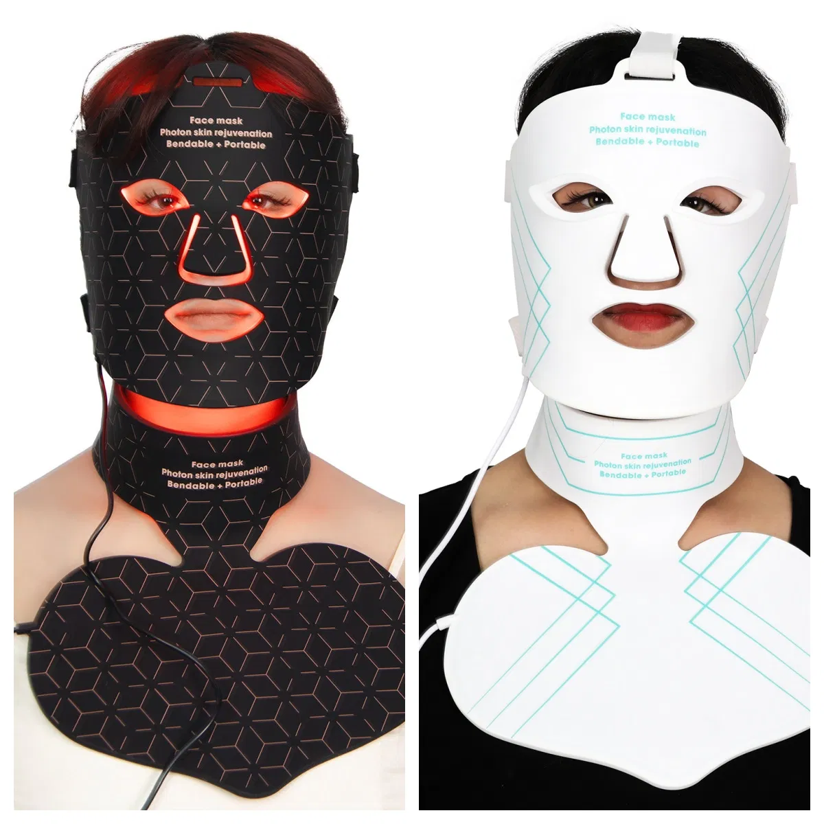 Custom 100% Food-Grade Silicone Red Light Therapy Facial Mask & Neck Mask