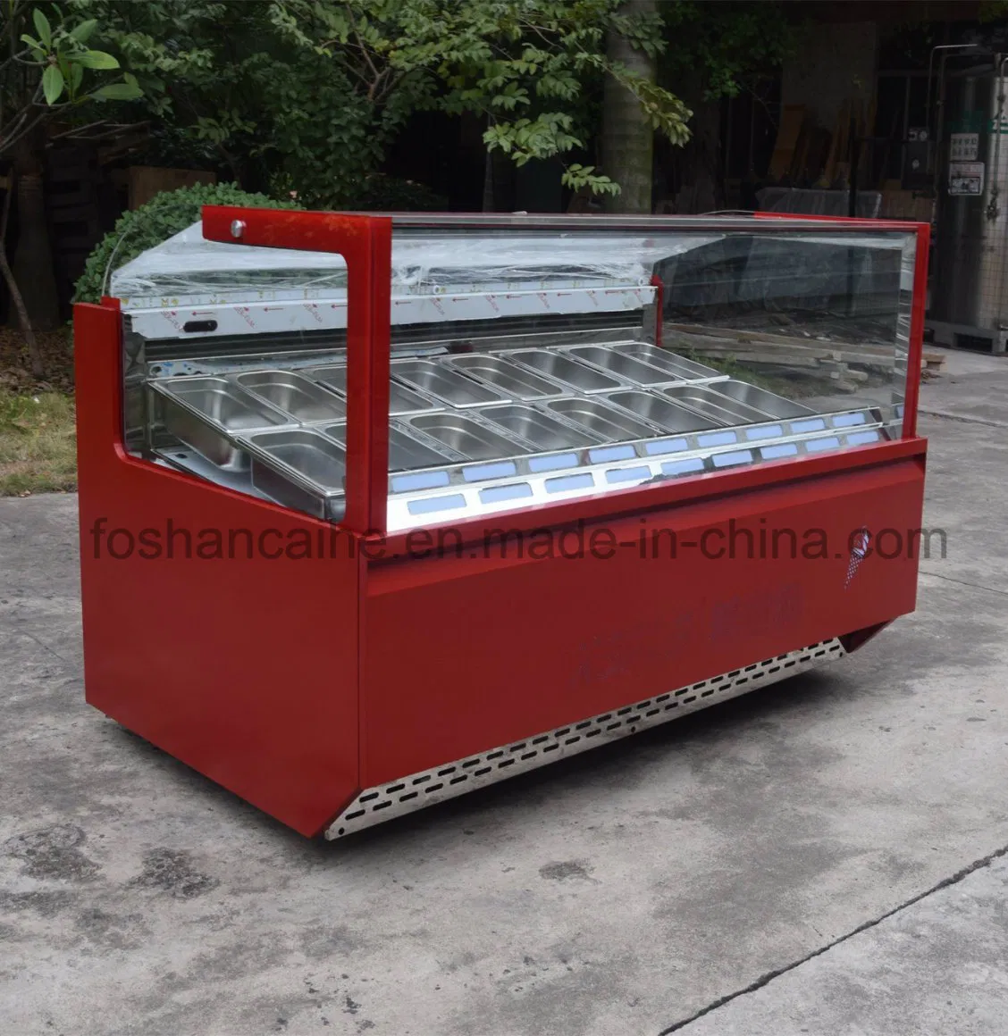 16 Flavours Gelato Display Plain Glass Showcase