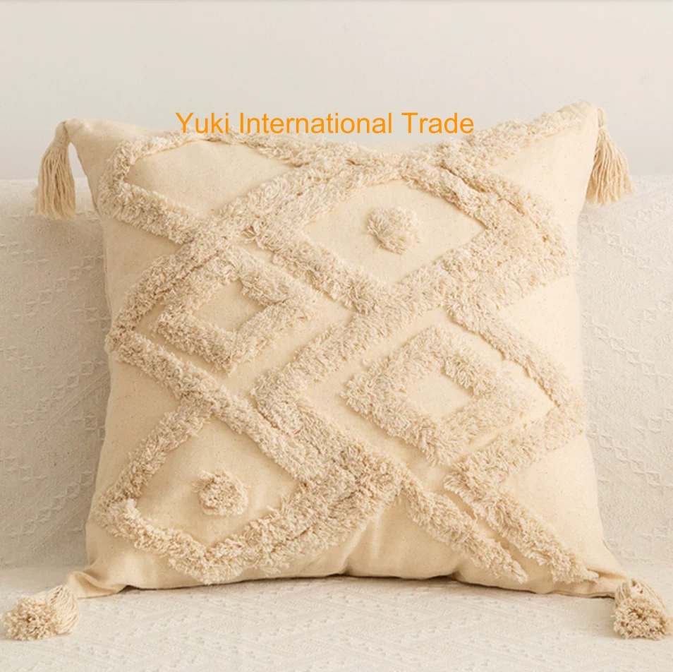 Yuki Macrame Handmade Cotton Thread Pillow Covers Decorative Pillowcases