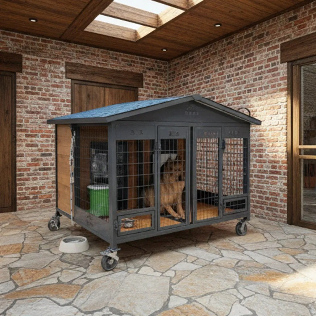 Breathable Slat Solid Wood Dog House for Outdoor Ventilation