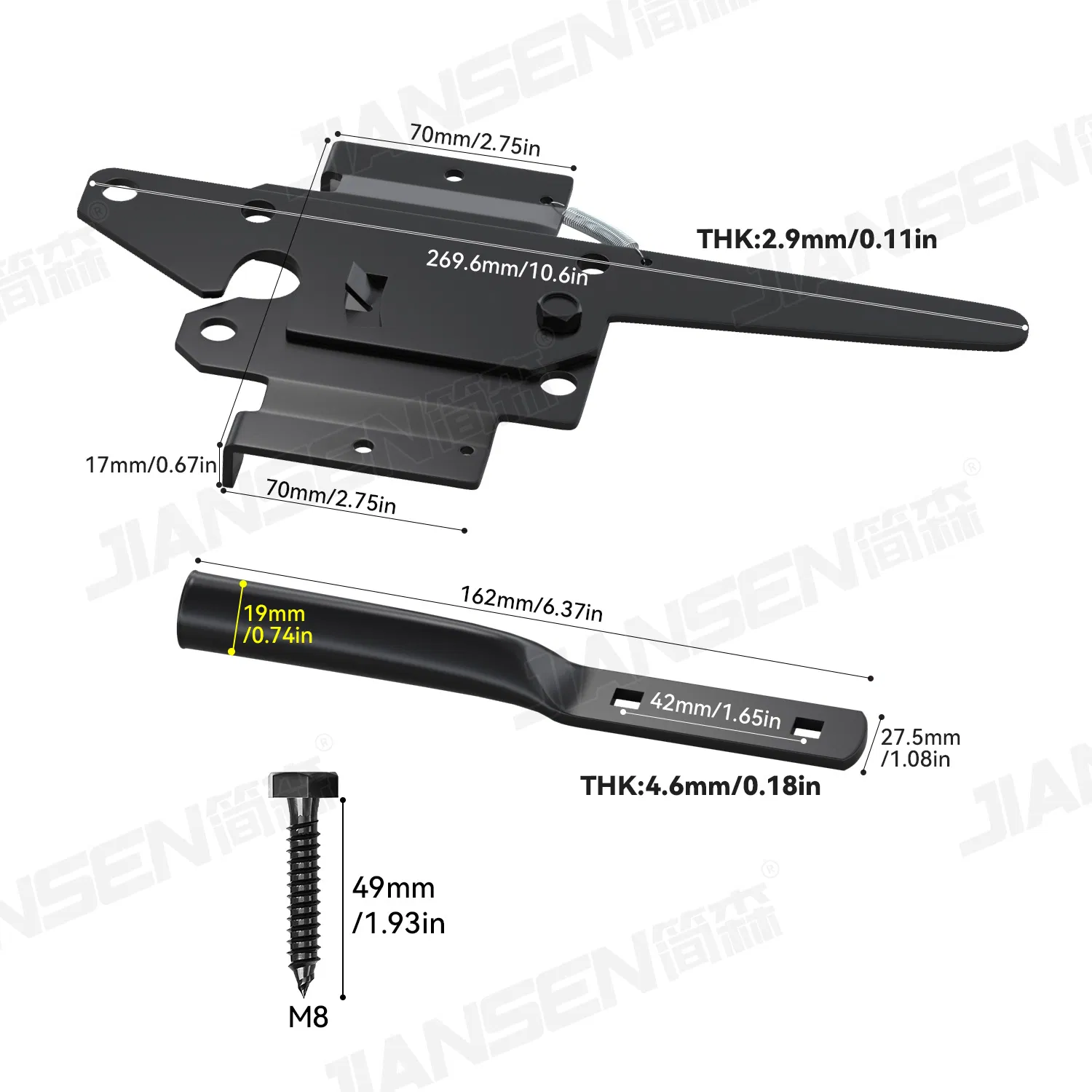 OEM Accepted Heavy-Duty Stainless Steel Wood Fence Latch Self-Locking Modern Door Latch Wood Fence Gate Latch