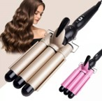 3 Barrel Curling Iron Hair Crimper Professional Hair Curling Wand with Two Temperature Control, Fast Heating Portable Crimpers for Waving