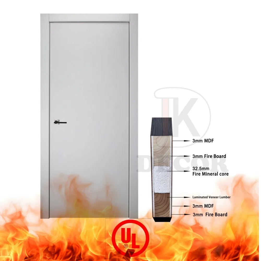 America Entry Wooden Solid Emergency Exit UL Fire Fireproof Doors for Hotel