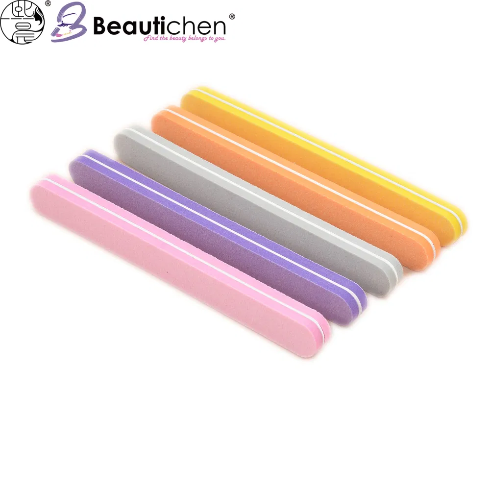 Beautichen Colorful Sponge Nail Files with Central White Line – Durable and Washable Nail Buffers for Smoothing, Polishing & Dead Skin Removal