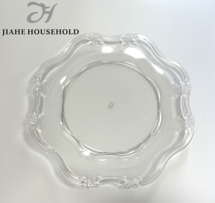 . Elegant Clear Charger Plates with Gold Beaded Rim for Dining