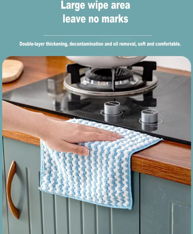 Premium Microfiber Kitchen Cleaning Towel Ultra Absorbent Polyester Hand Towels Gentle Square Knitted for Home Use OPP Bag