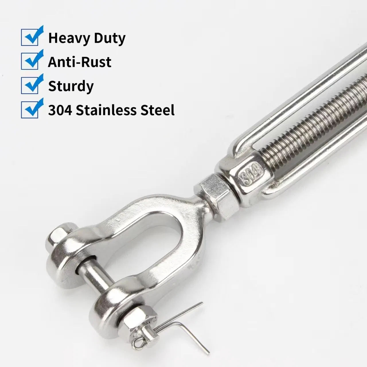 Factory Supply 304 Stainless Steel 4400 Lbs Working Load Limit Turnbuckle 1/2" X 6" M12 Jaw and Jaw Turnbuckle