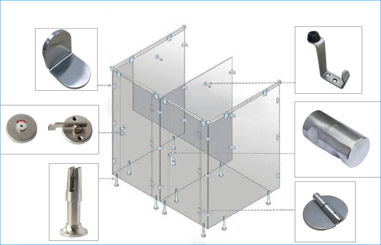 304 Stainless Steel Cubicle Hardware Toilet Partition Accessories
