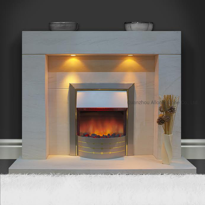 Natural Limestone Antique Mantel Marble Slab for Fireplace Hearth