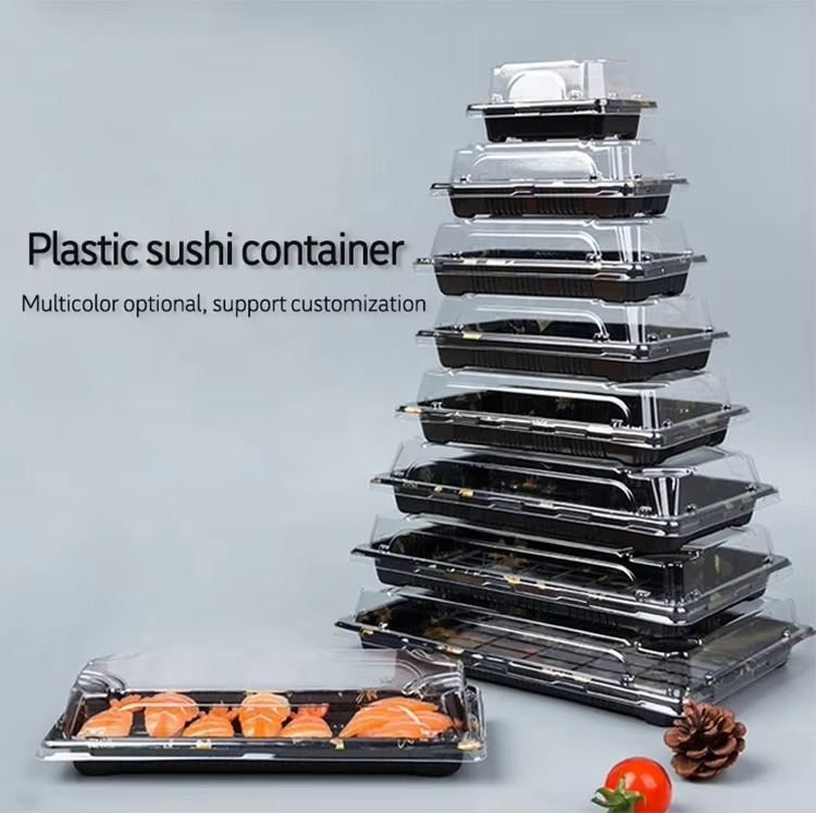 PET Round Rectangle Food Container for Sushi Fruit Snack