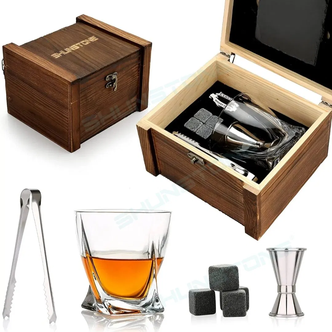 Custom Classical Twist Whiskey Glass Gift Set Novelty Company Promotion Gifts Whiskey Set for Men Shunstone Supplier