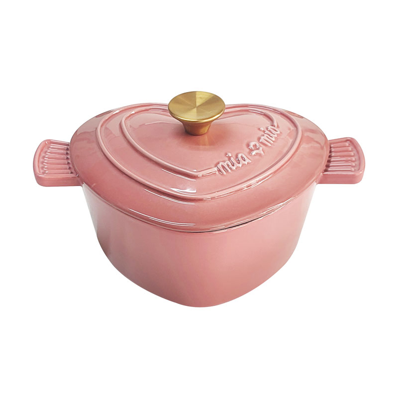 Traditional Soup Cooking Pot Heart Shape Covered Dutch Oven Enameled Cast Iron Cooking Pot Casserole with Lid