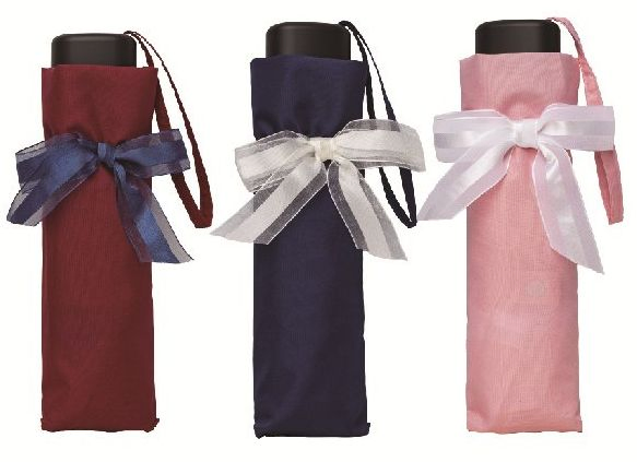 Зонт-трость с бантом, 3 секции, розовый