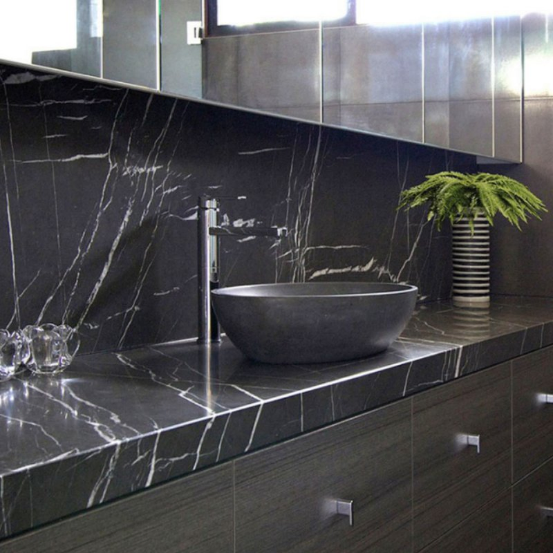 Modern Custom Honed Natural Pietra Gray Marble Slab for Kitchen Countertops/Table Top/Island