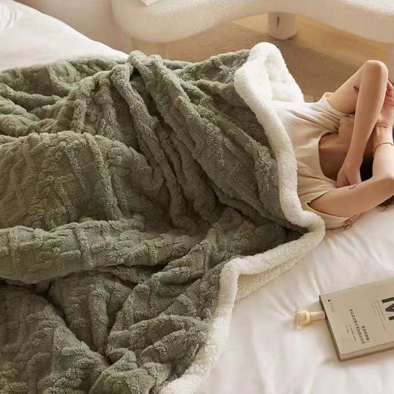 Polyester Jacquard Flannel Blanket of Bed Sheets Throw Faux Fur Blanket