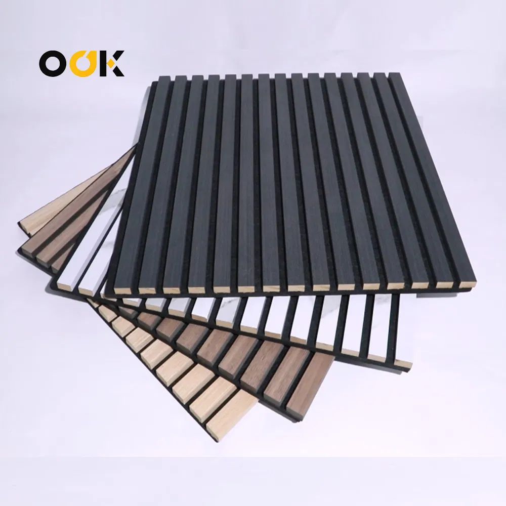 2026 MDF Acoustic Soundproof WPC 3D Slat Wall Panels Interior Decoration Sound-Absorbing Panels Factory Wholesale Price Polyester Fiber Decorative Akupanel