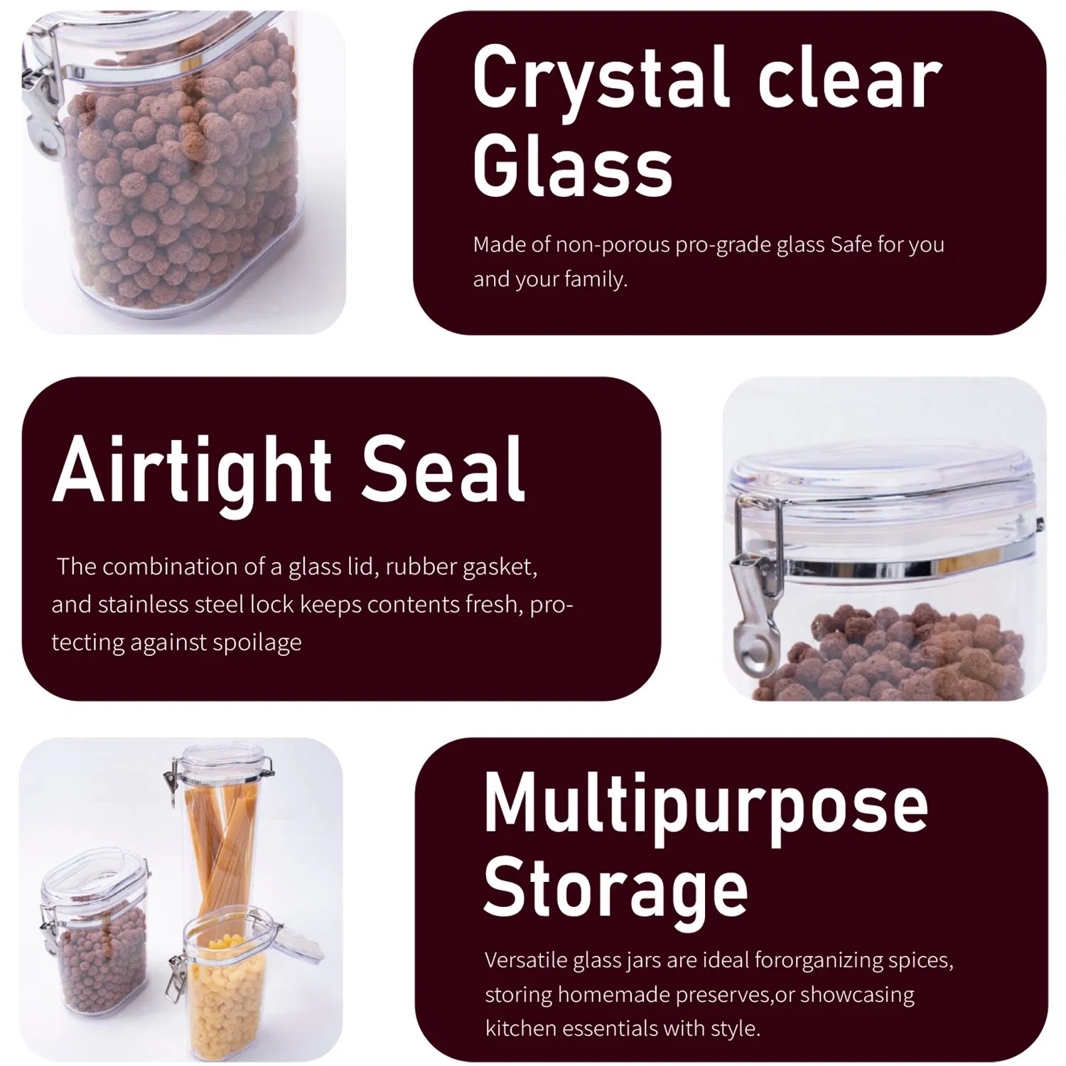 Wholesale Sealed Storage Glass Canister Airtight Storage Jar with Bamboo Lid Kitchen Pantry Container