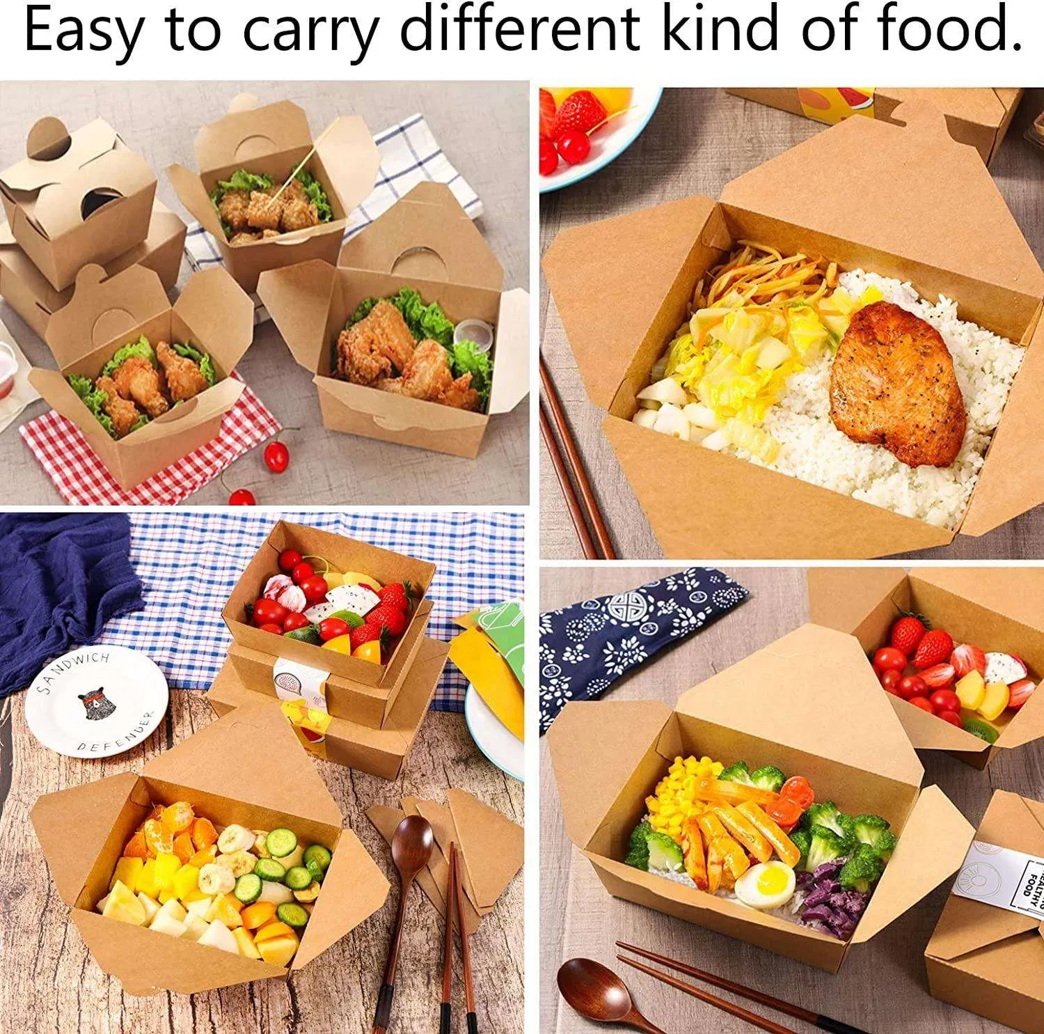 Biodegradable Takeaway Packaging Cardboard Kraft Paper Folding Lunch Box Disposable Food Container