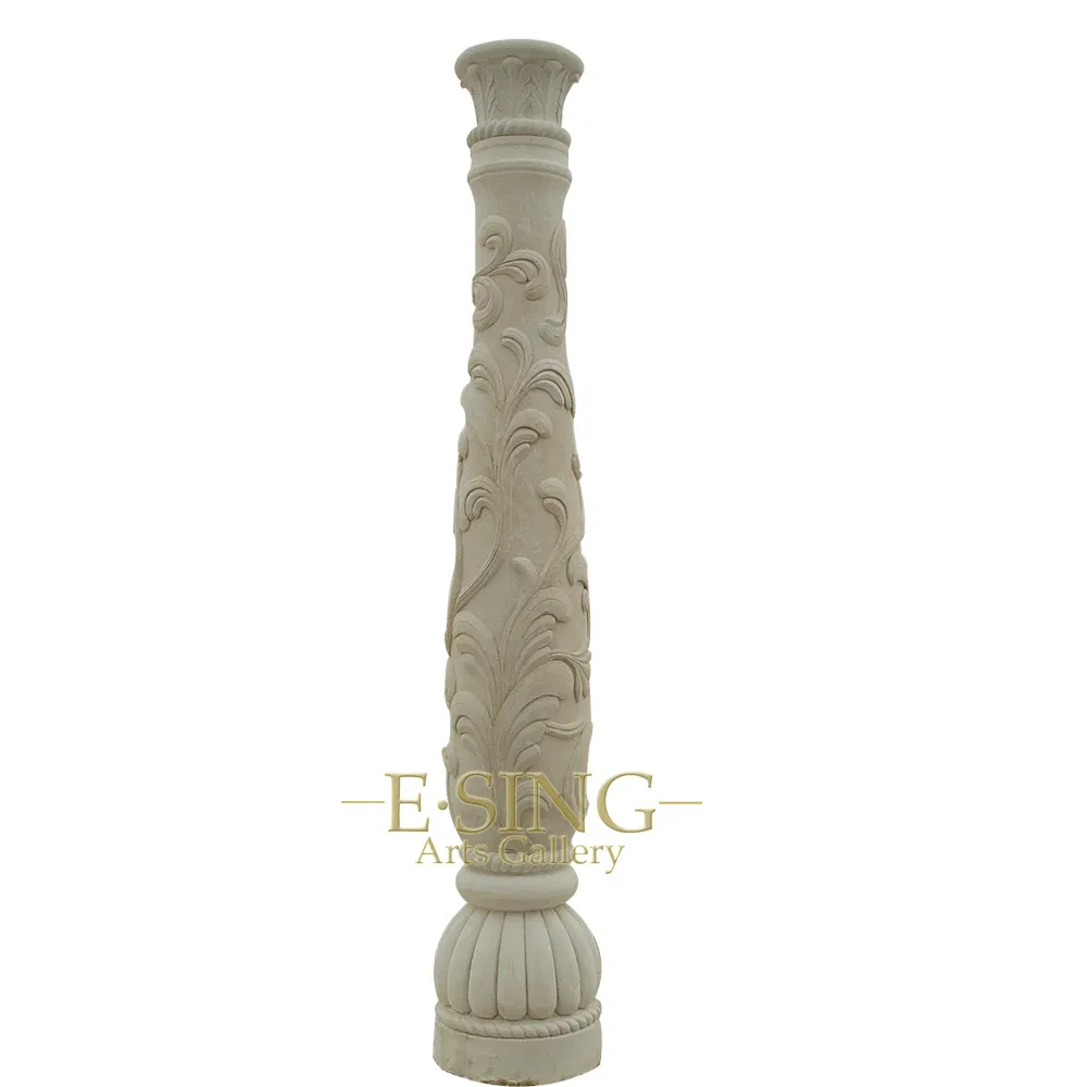 Hand Carved Classic Garden Stone Decorative Marble Roman Column Pillar Design for Sale