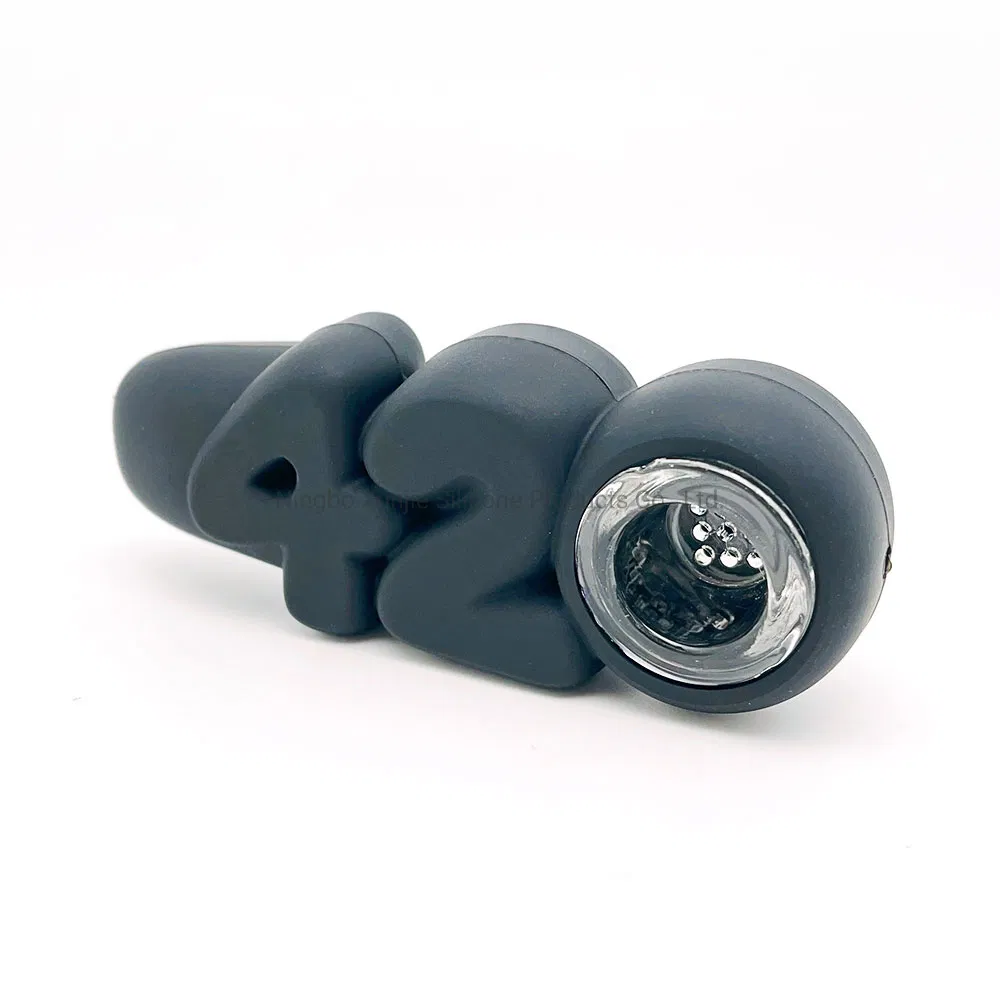 4.0 Inches 420 Silicone Hand Pipe Smoking Pipe with Glass Bowl