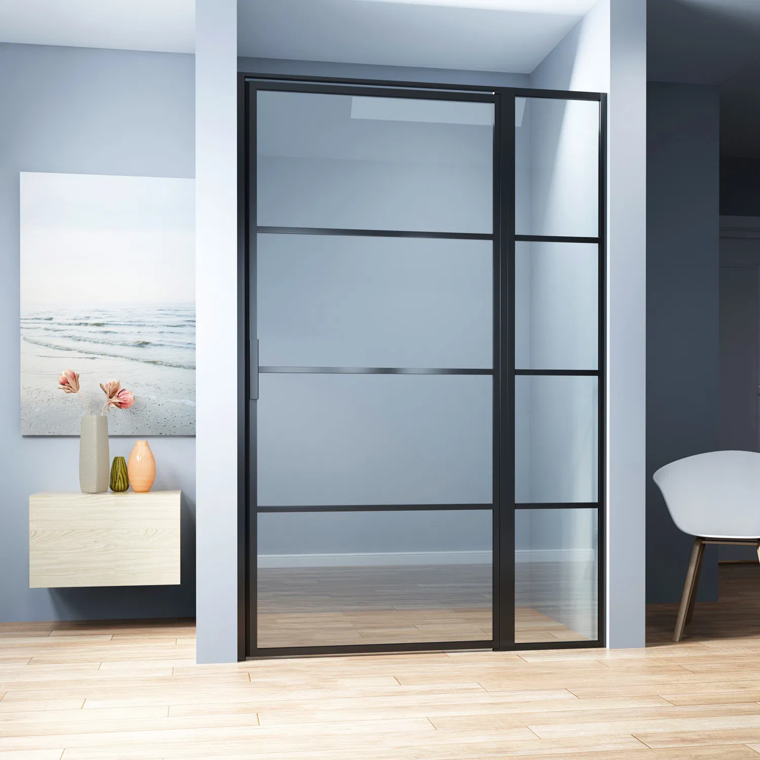 Black Aluminium Alloy Easy Clean 8mm Glass Bathroom Shower Door Factory 90X200