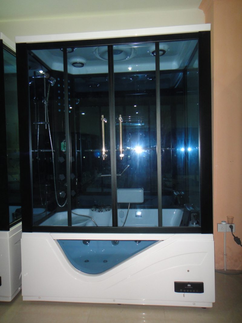 Home Bathroom Deluxe Steam Enclosure Shower with TV Whirlpool Bathtub
