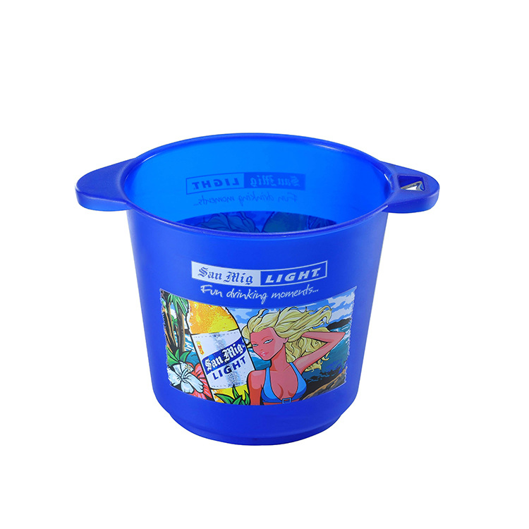 Big Peat Black & White Black Bottle Printing Customer Logo Capacity 4L Plastic Sol Beer Ice Bucket with Opener