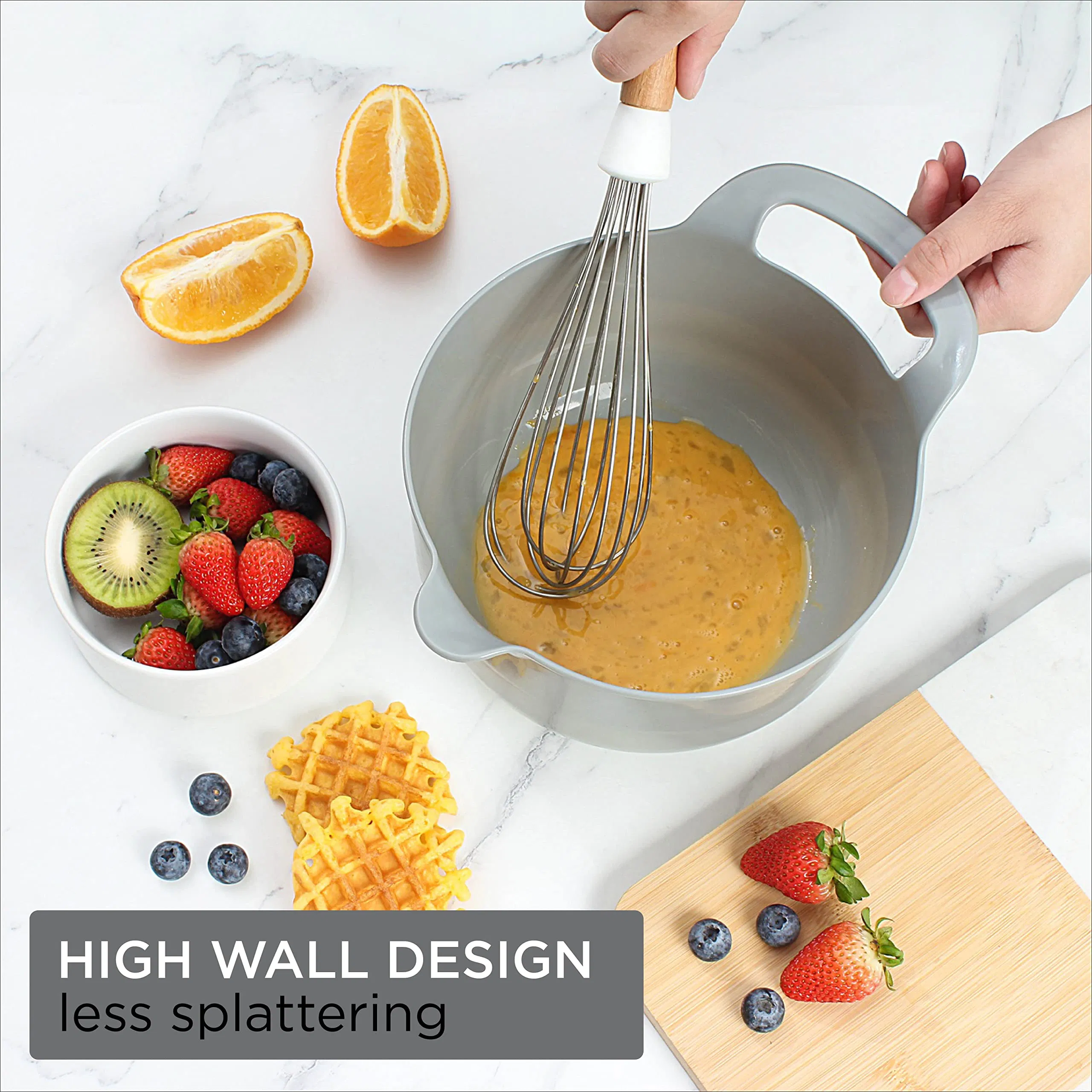 Multicolor 4PCS Mixing Bowls Nesting Plastic Set Pour Spouts Handles Bowl