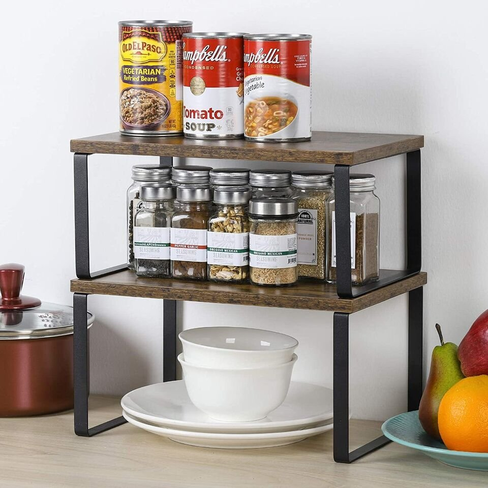 Shelf Organizer Expandable Wood Rack 2 Pack
