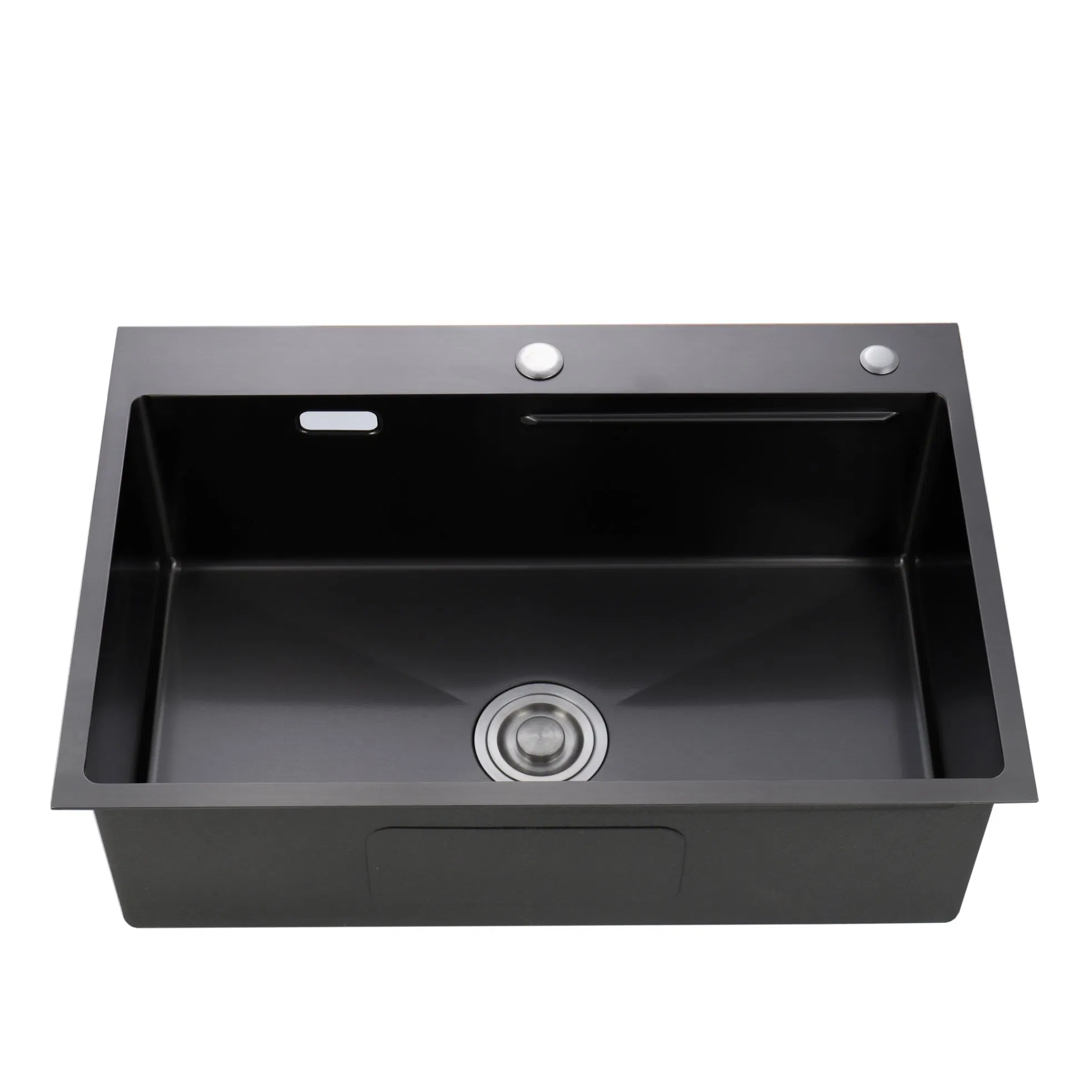Large Single Bowl Step Sink with Faucet Hold, Black Nano Sink