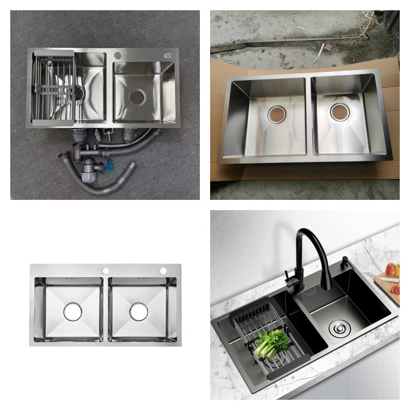 Hot Selling 304 Modern Style Double Bowl Multifunctional Stainless Steel Kitchen Sink