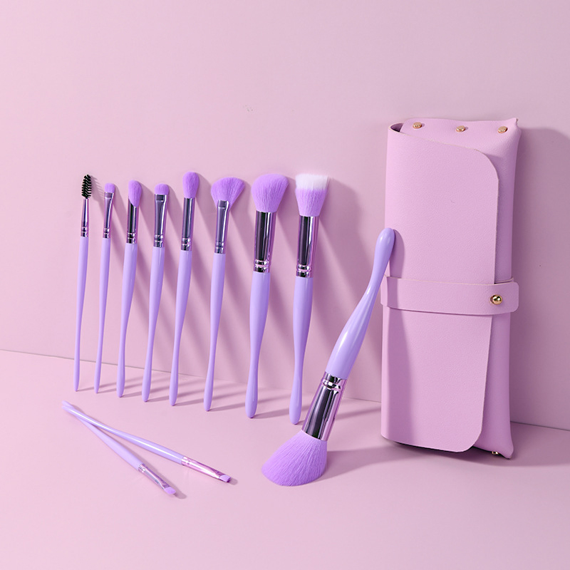 11PCS Lilac Purple Professional Makeup Tools Cosmetic Beauty Brushes Makeup Brush Set