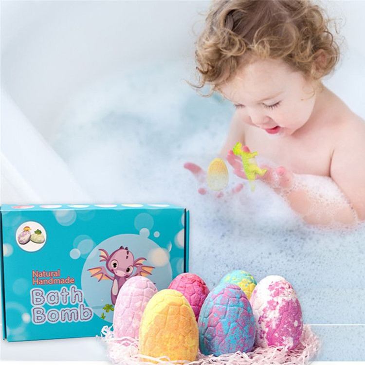 OEM Natural Kids Bubble Dinosaur Bath Bombs Set for Blue Gift Box